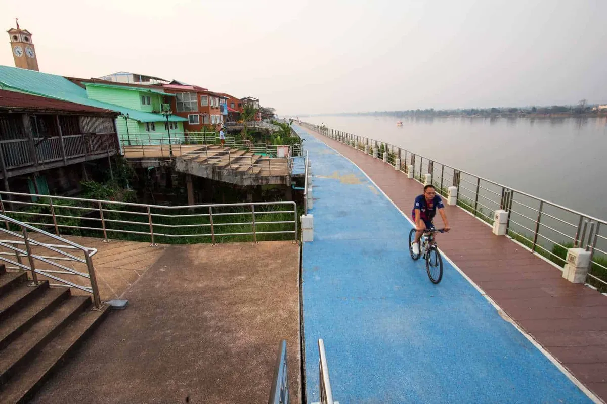 Bicycle Path along the Mekong  River Nakhon Phanom