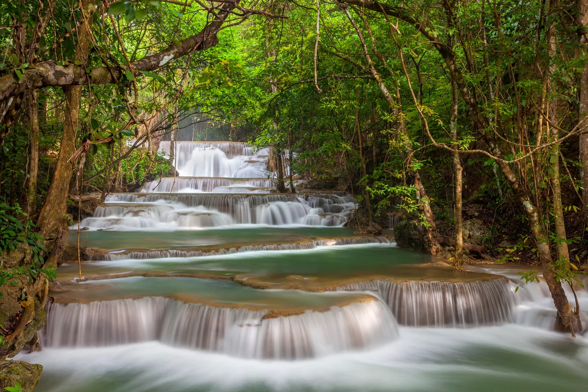 Blue-green tiers of Huay Mae Khamin