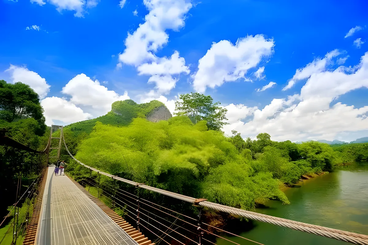 Rope Bridge, Heart-Shaped Mountain and Ban Thepphithak Community
