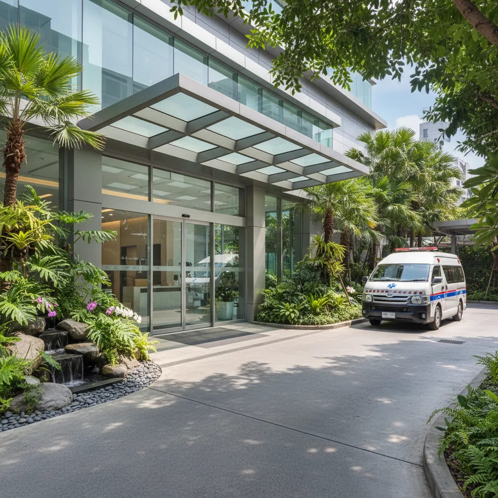 Private hospital entrance in Bangkok