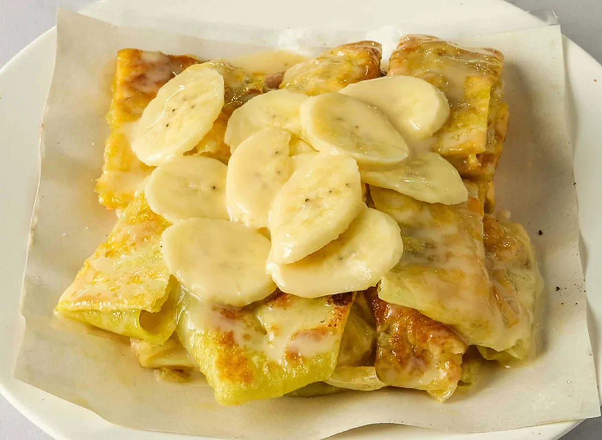 Roti Gluay or Fried Banana Pancakes ( โรตีกล้วย )