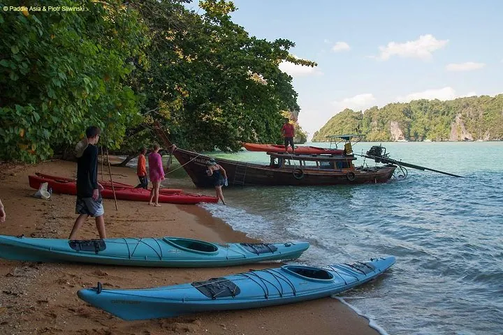 Kayaks on the secluded beach